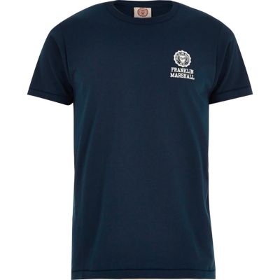 Navy Franklin & Marshall logo print t-shirt